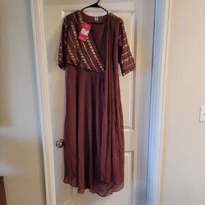 Mauve Indian-Inspired Gown - Desi Partywear - Attached Dupatta - Never Been Worn